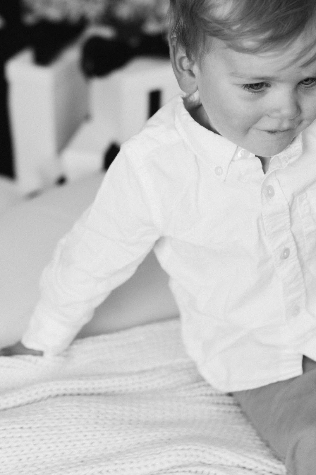 close up of child during holiday photo session
