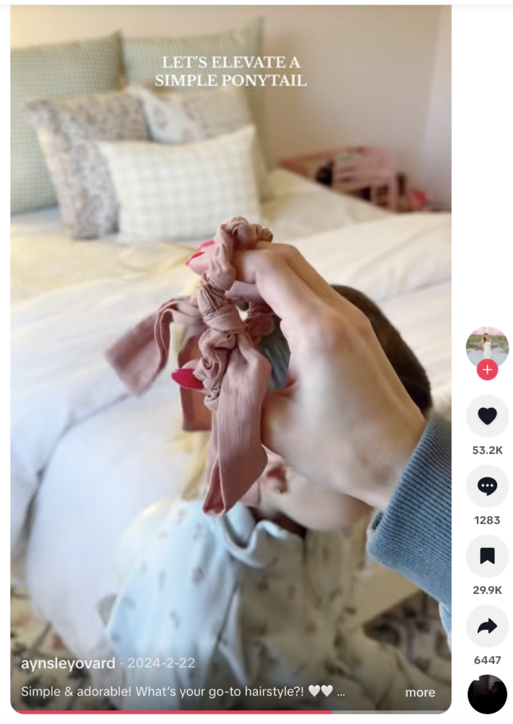 media influencer Aynsley Ovard showing how to style kids hair
