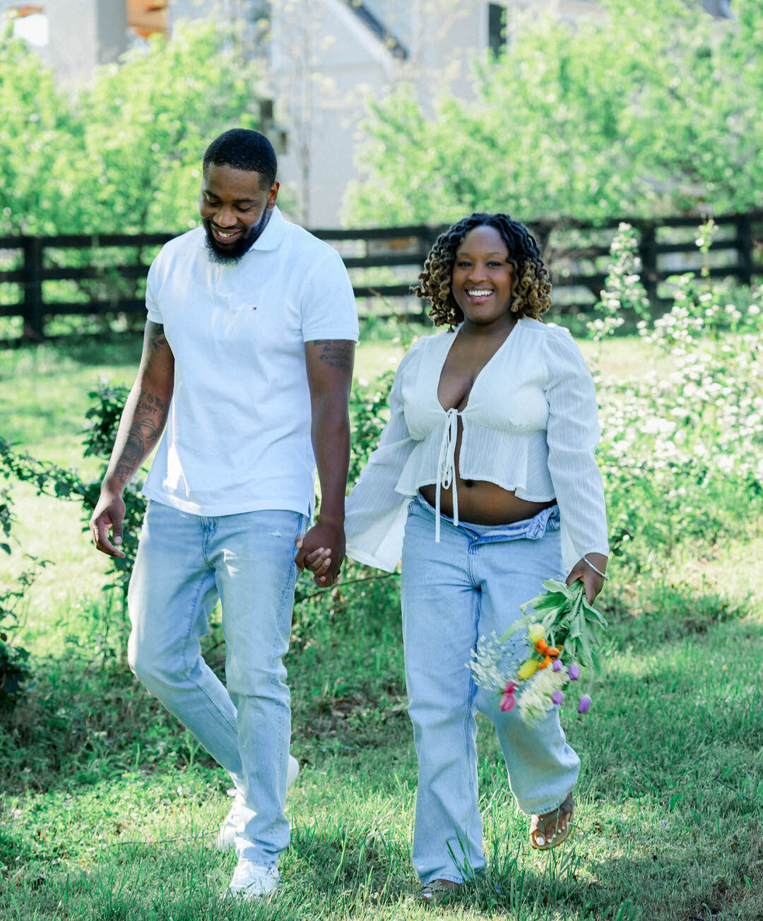 spring maternity pregnancy announcement at Serenbe farms