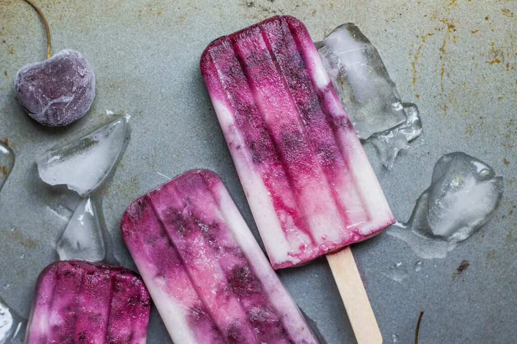 frozen popsicles made from jam and yogurt